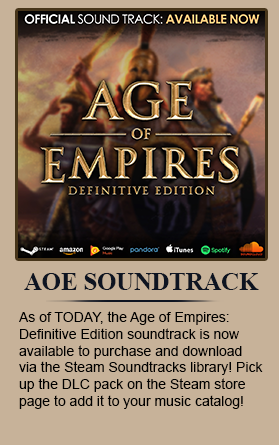 As of TODAY, the Age of Empires: Definitive Edition soundtrack is now available to purchase and download via the Steam Soundtracks library! Pick up the DLC pack on the Steam store page to add it to your music catalog!