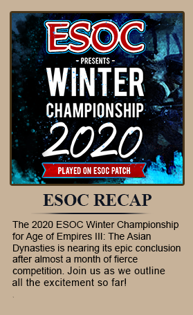 The 2020 ESOC Winter Championship for Age of Empires III: The Asian Dynasties is nearing its epic conclusion after almost a month of fierce competition. Join us as we outline all the excitement thus far!