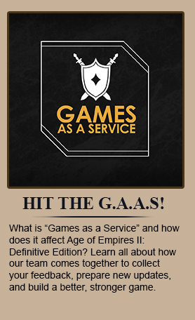 What is “Games as a Service” and how does it affect Age of Empires II: Definitive Edition? Learn all about how our team comes together to collect your feedback, prepare new updates, and build a better, stronger game.