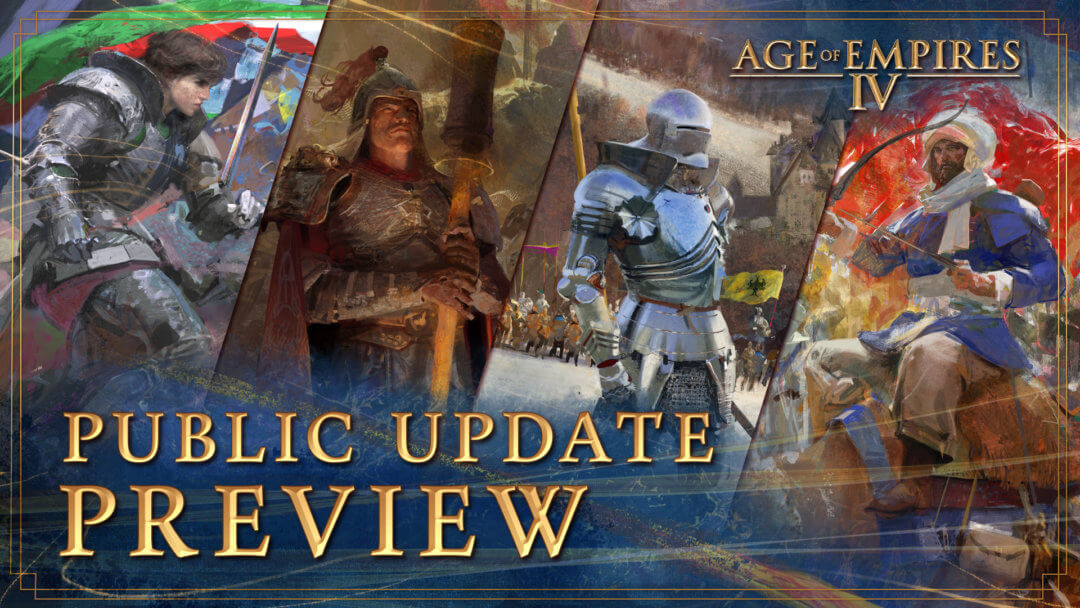 image of age of empires iv civilizations from 4 civs and the words public update preview